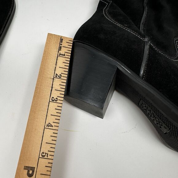 franco sarto Black Suede Riding Boots Leather Mid 8.5 Floor Display Old Money - Picture 9 of 9